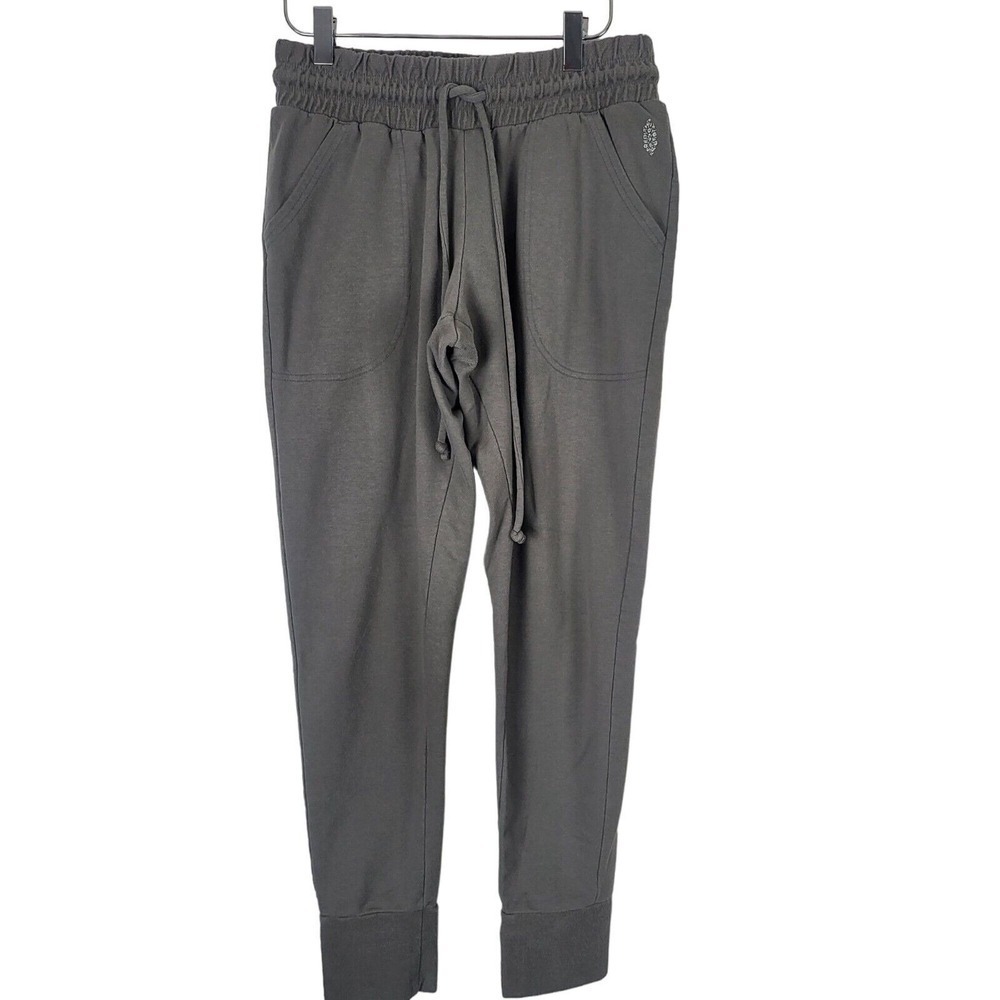FP Free People Movement Sweatpants M Womens Grey Cuffed‎ High Rise Pockets